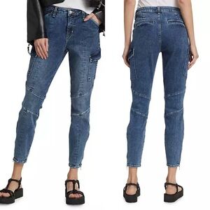 L'AGENCE Women's Skinny Cargo Jeans in Mid Blue Denim